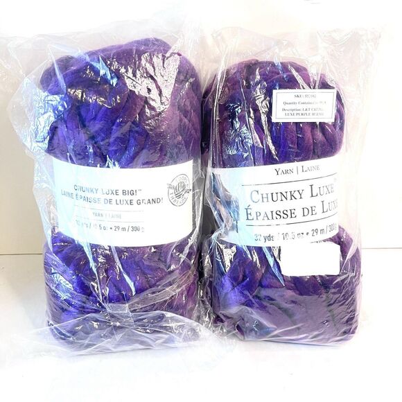 Loops and Threads Purple Chunky Luxe Yarn 32 Yds Lot Of 2 SKU 553662 - Picture 1 of 6